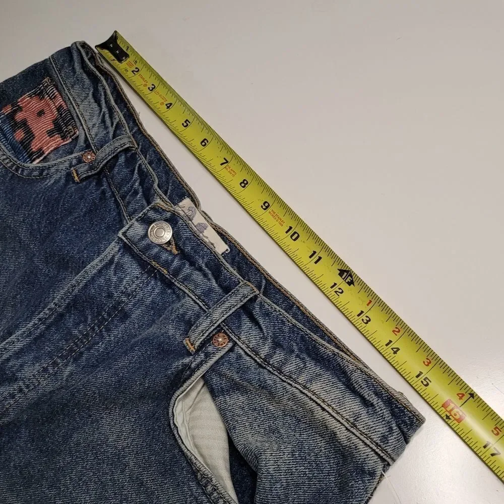 NEW 31 FREE PEOPLE tribal button fly Rocky corduroy patch loose jeans we the NWT - Picture 2 of 16